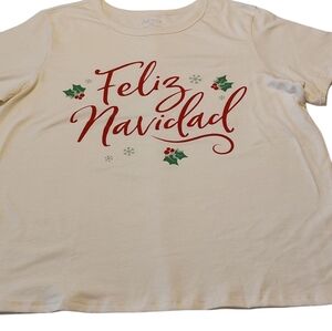 Feliz Navidad T Shirt Pajama Shirt XL NWOT Zoe And Liv